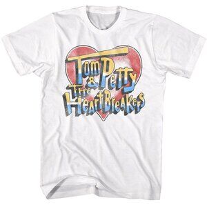 Tom Petty T-Shirt Heart And Logo White Rock Music Fan Graphic Retro 73